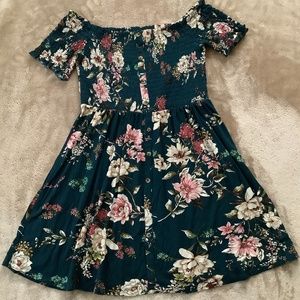 Floral off the shoulder mini dress
